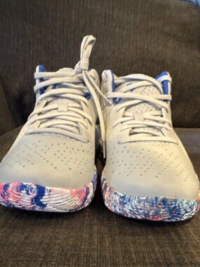 Under Armour UA Jet '21 Basketball Sneakers Gray Blue Pink 3024260-109